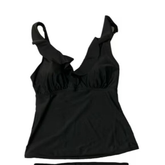 Time and Tru Ruffle One-Piece TOP ONLY – Black – Size Medium (8–10) – Gently Use - Picture 4 of 7